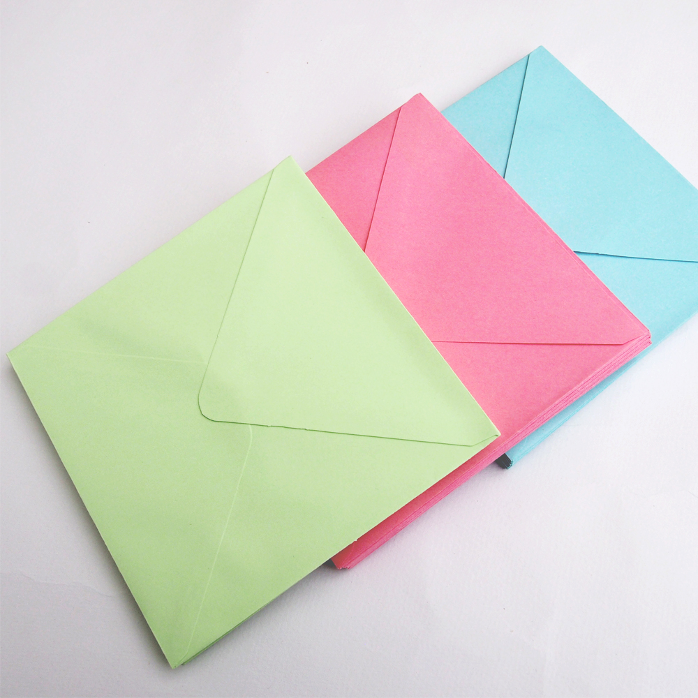 100 X Wedding Invitation Envelopes, Coloured Square Envelopes,110GSM